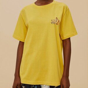 FARM Rio Pink Tropical Bananas Organic Cotton Relaxed T-Shirt